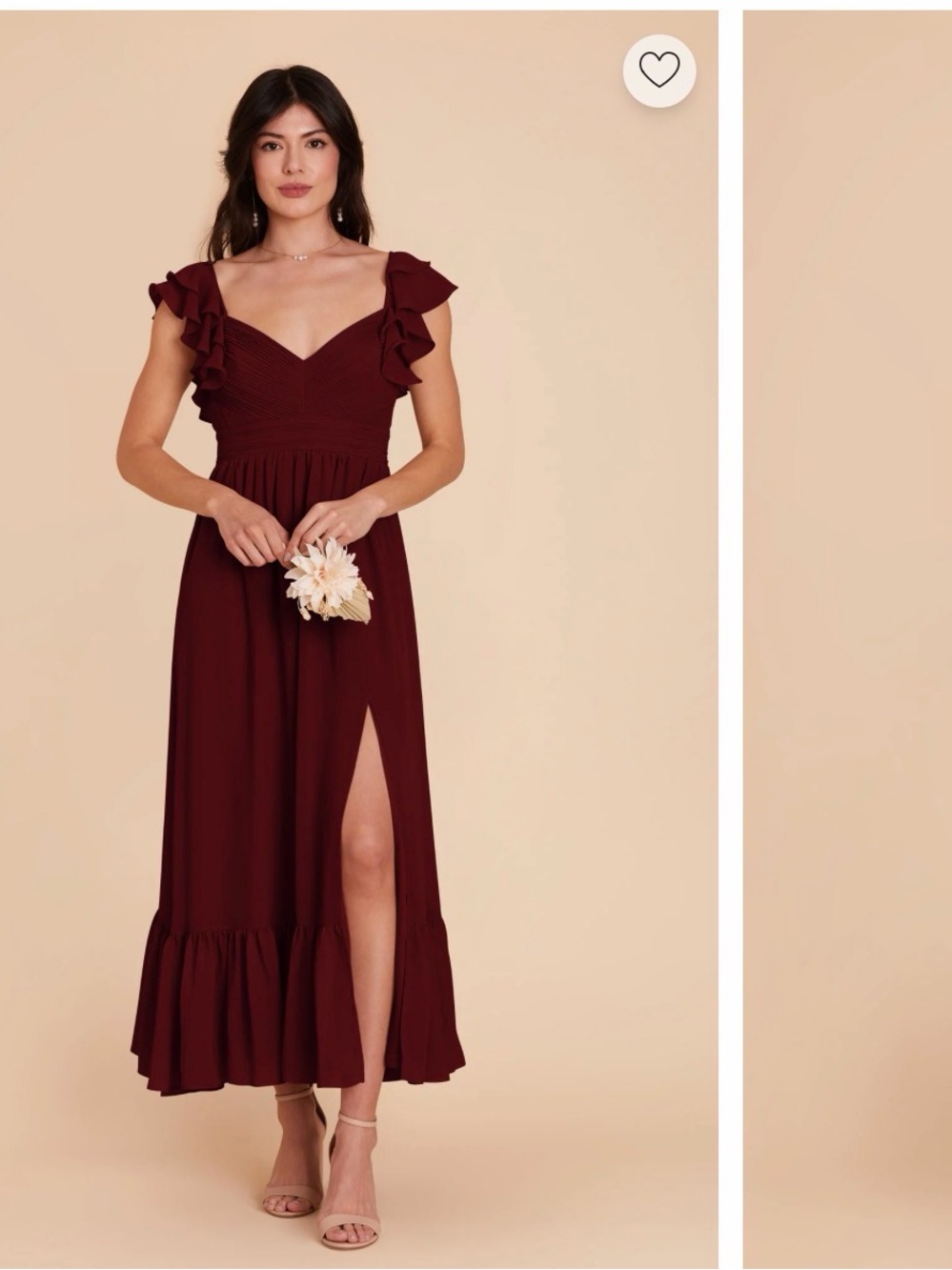 Birdy Grey Burgundy Ruffle Sleeve Maxi Dress
